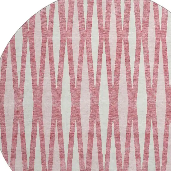 8' Blush And Ivory Geometric Washable Round Rug With UV Protection Photo 3
