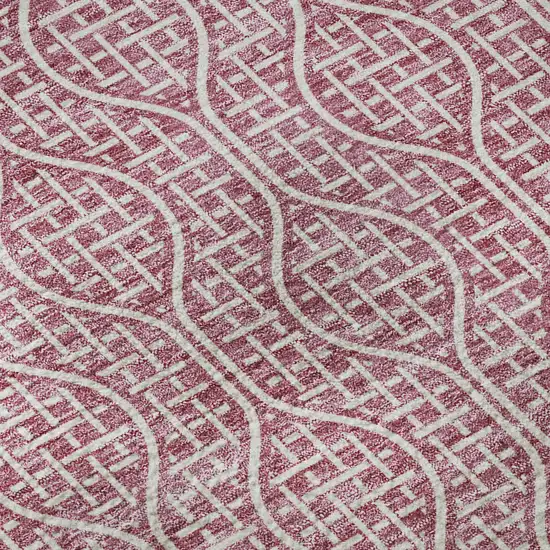 8' Blush And Ivory Geometric Washable Round Rug With UV Protection Photo 8