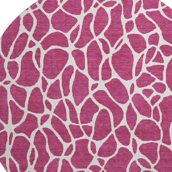 8' Blush And Ivory Geometric Washable Round Rug With UV Protection Photo 2
