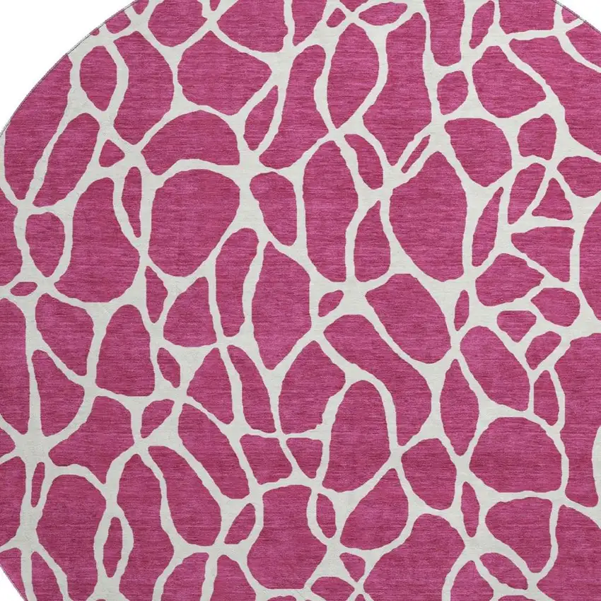 8' Blush And Ivory Geometric Washable Round Rug With UV Protection Photo 2