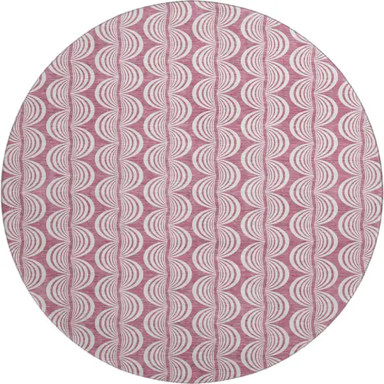 8' Blush And Ivory Ogee Washable Round Rug With UV Protection Photo 1