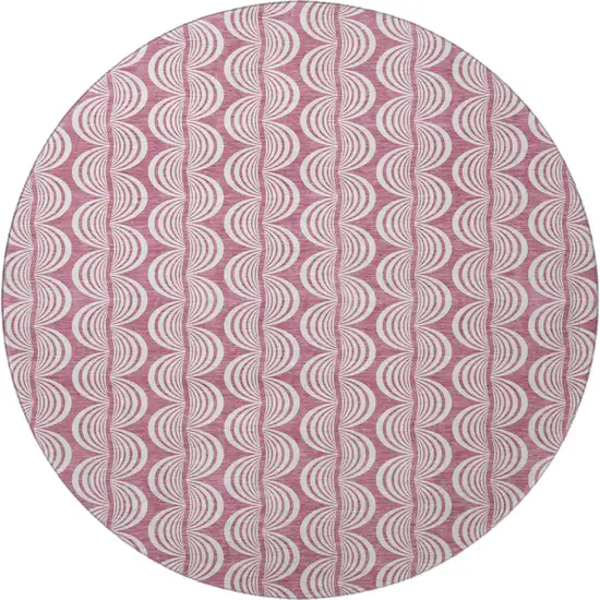 8' Blush And Ivory Ogee Washable Round Rug With UV Protection Photo 2