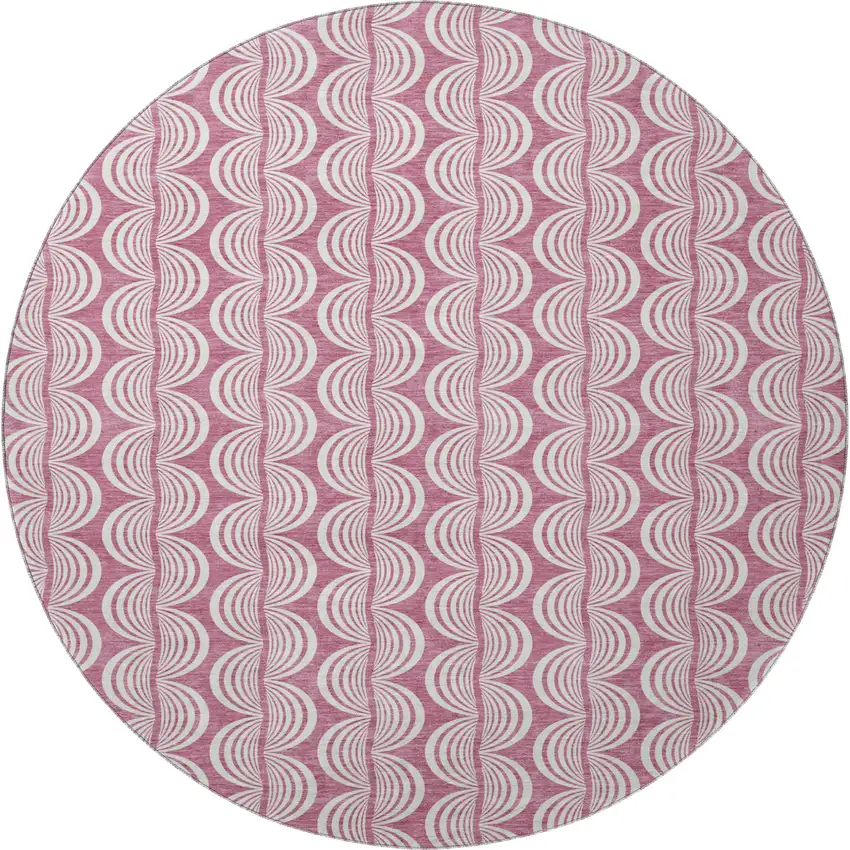 8' Blush And Ivory Ogee Washable Round Rug With UV Protection Photo 2