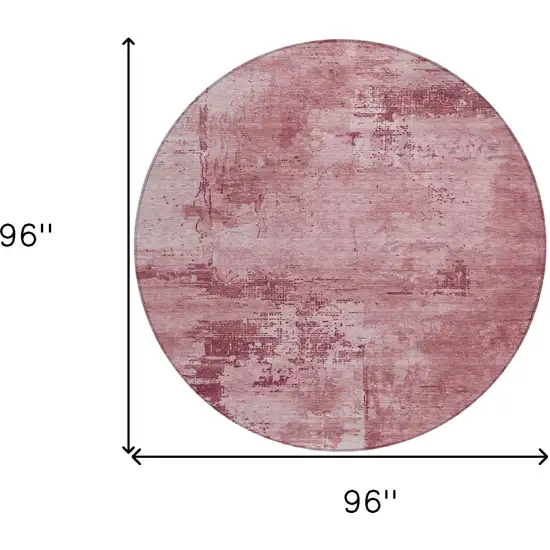 8' Blush And Ivory Round Abstract Washable Indoor Outdoor Area Rug Photo 9