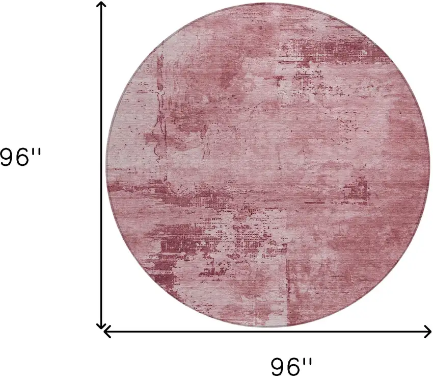 8' Blush And Ivory Round Abstract Washable Indoor Outdoor Area Rug Photo 9