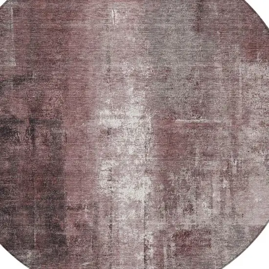 8' Blush And Ivory Round Abstract Washable Indoor Outdoor Area Rug Photo 4