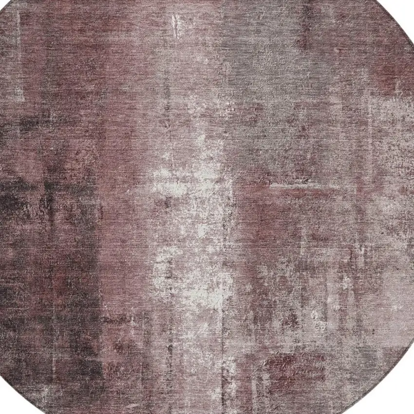 8' Blush And Ivory Round Abstract Washable Indoor Outdoor Area Rug Photo 4