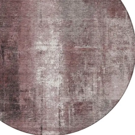 8' Blush And Ivory Round Abstract Washable Indoor Outdoor Area Rug Photo 7