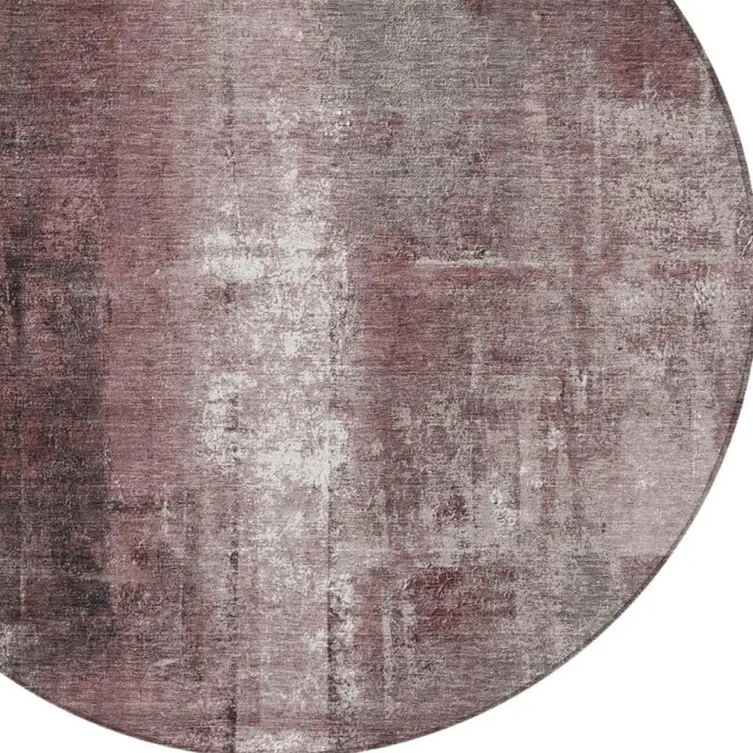 8' Blush And Ivory Round Abstract Washable Indoor Outdoor Area Rug Photo 7