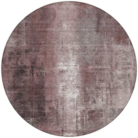 8' Blush And Ivory Round Abstract Washable Indoor Outdoor Area Rug Photo 3