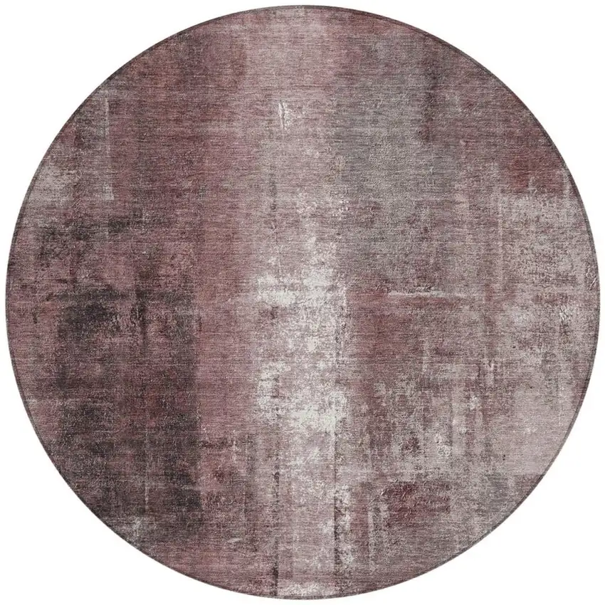 8' Blush And Ivory Round Abstract Washable Indoor Outdoor Area Rug Photo 3