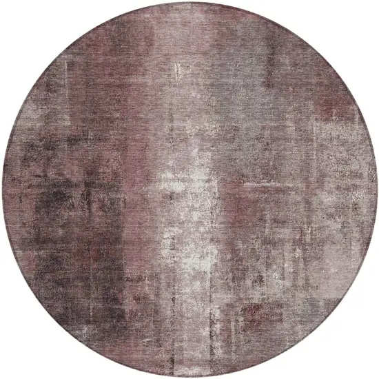 8' Blush And Ivory Round Abstract Washable Indoor Outdoor Area Rug Photo 1