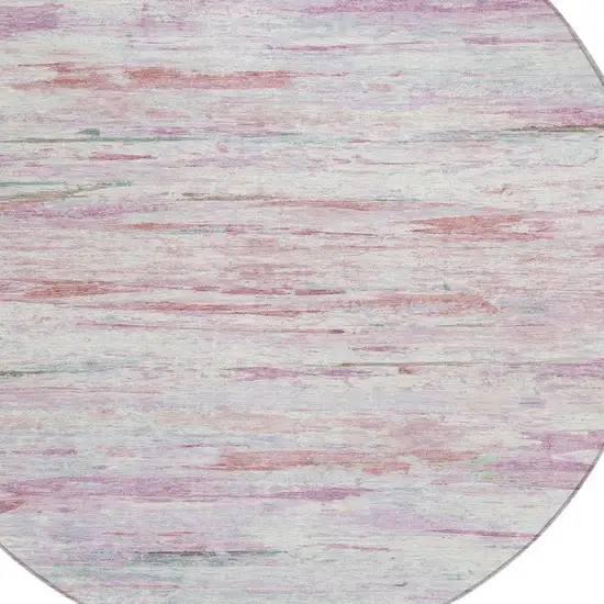 8' Blush And Ivory Round Abstract Washable Indoor Outdoor Area Rug Photo 8