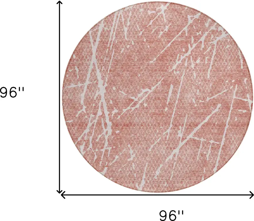 8' Blush And Ivory Round Abstract Washable Indoor Outdoor Area Rug Photo 6