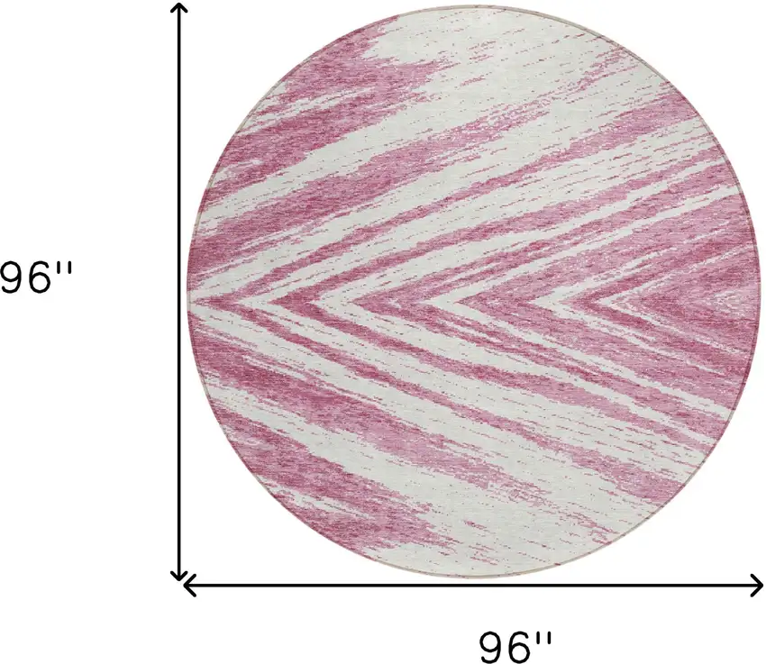8' Blush And Ivory Round Abstract Washable Indoor Outdoor Area Rug Photo 3