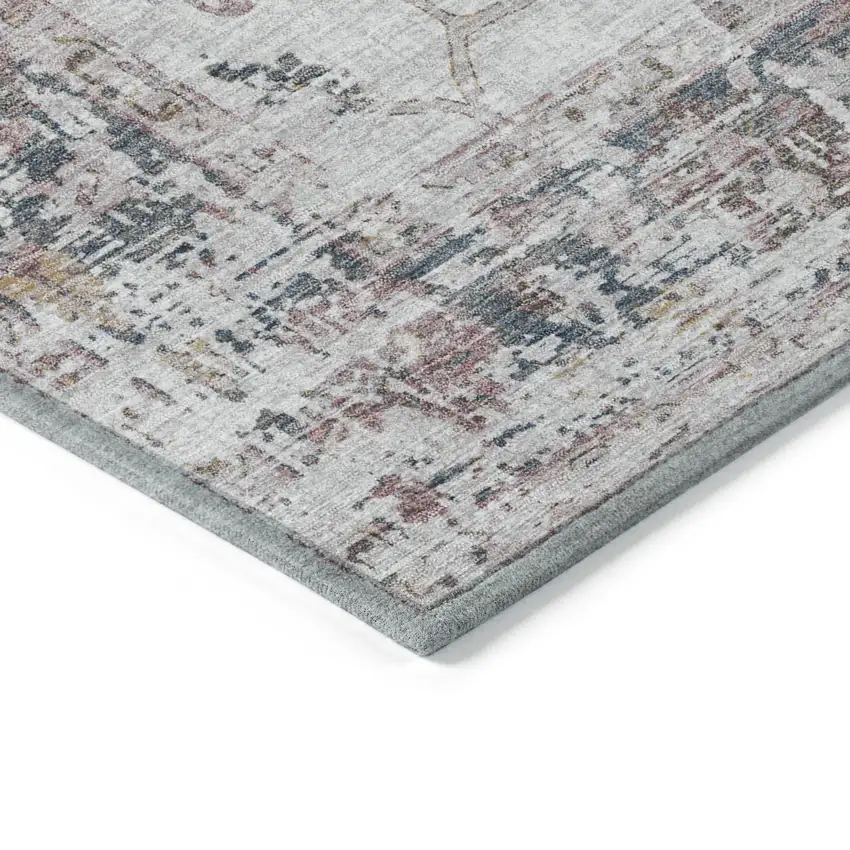 8' Blush And Ivory Round Floral Washable Indoor Outdoor Area Rug Photo 7