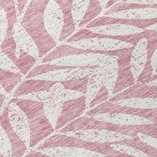8' Blush And Ivory Round Floral Washable Indoor Outdoor Area Rug Photo 8