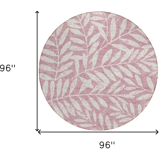 8' Blush And Ivory Round Floral Washable Indoor Outdoor Area Rug Photo 3