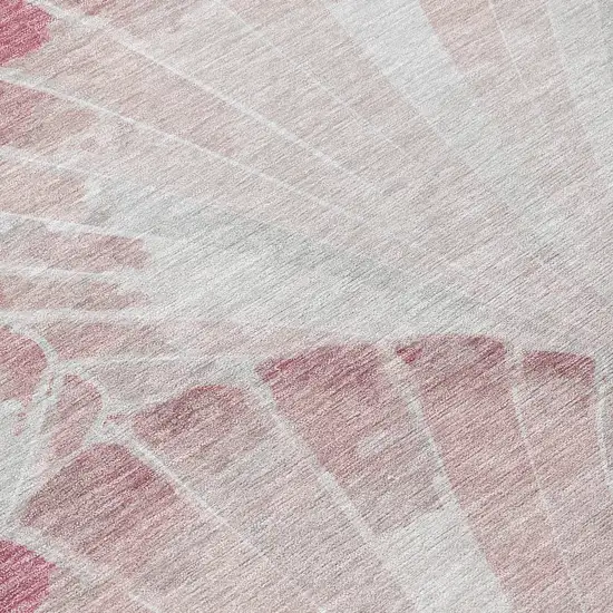 8' Blush And Ivory Round Seashell Washable Indoor Outdoor Area Rug Photo 9