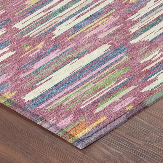 8' Blush And Ivory Round Southwestern Washable Indoor Outdoor Area Rug Photo 6