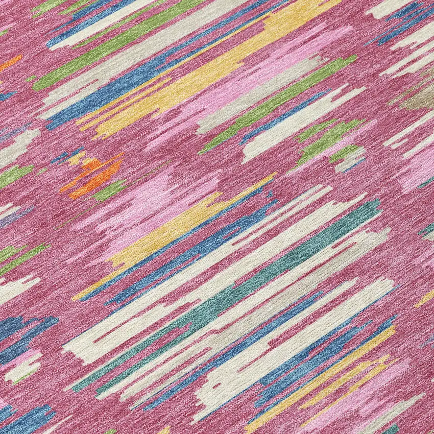 8' Blush And Ivory Round Southwestern Washable Indoor Outdoor Area Rug Photo 7