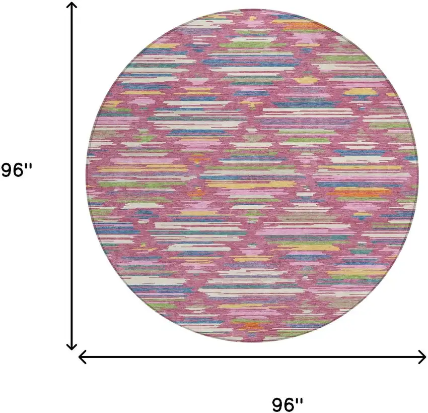 8' Blush And Ivory Round Southwestern Washable Indoor Outdoor Area Rug Photo 8