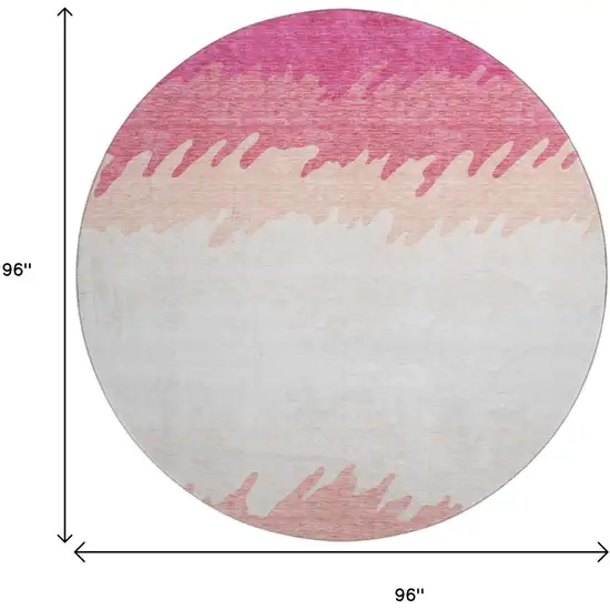 8' Blush And Ivory Striped Washable Round Rug With UV Protection Photo 3