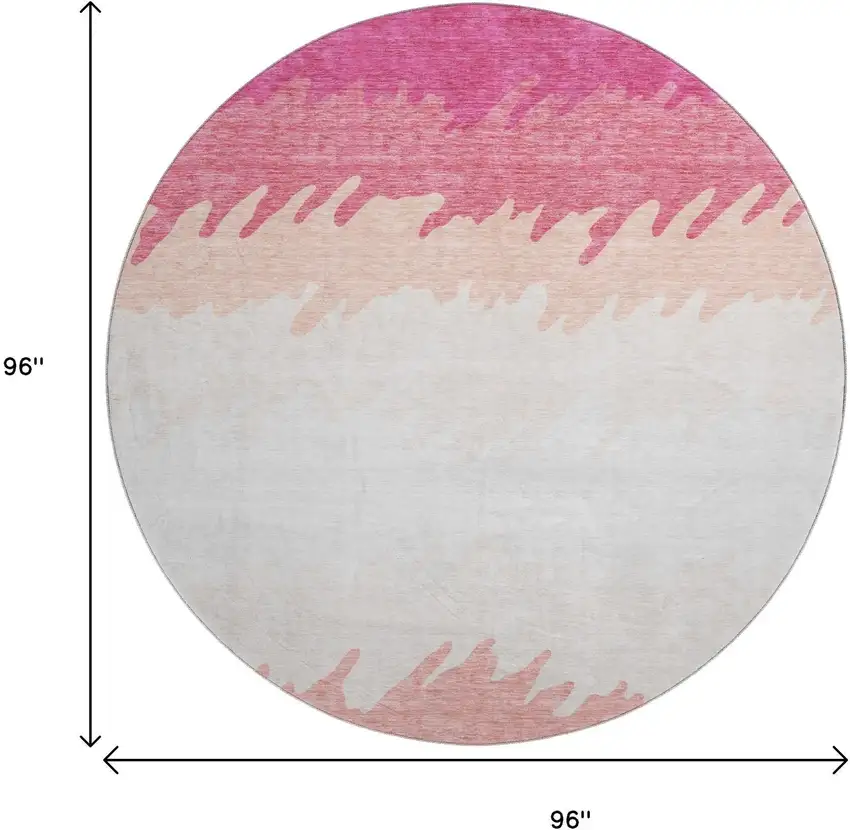 8' Blush And Ivory Striped Washable Round Rug With UV Protection Photo 3