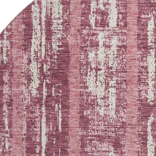 8' Blush And Ivory Striped Washable Round Rug With UV Protection Photo 3