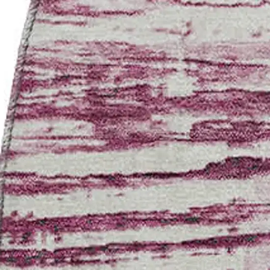 8' Blush And Ivory Striped Washable Round Rug With UV Protection Photo 4