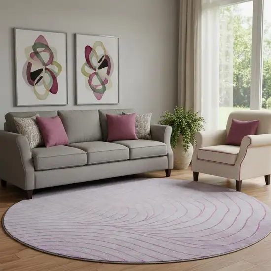 8' Blush And Linen Abstract Washable Round Rug With UV Protection Photo 2