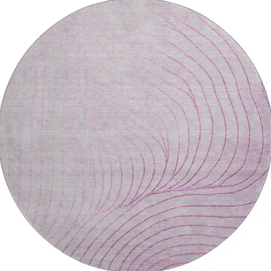 8' Blush And Linen Abstract Washable Round Rug With UV Protection Photo 4
