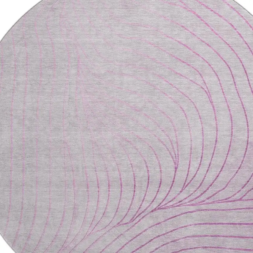 8' Blush And Linen Abstract Washable Round Rug With UV Protection Photo 3