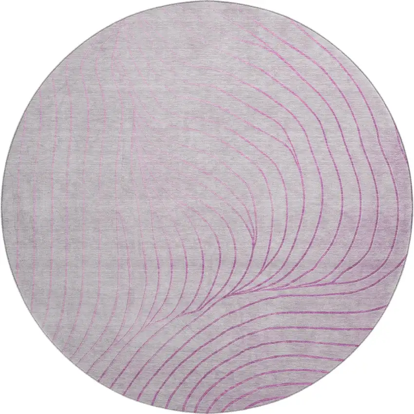 8' Blush And Linen Abstract Washable Round Rug With UV Protection Photo 1