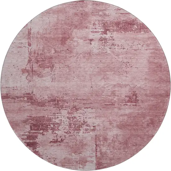 8' Blush And Mauve Abstract Washable Round Rug With UV Protection Photo 1