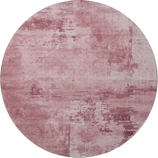 8' Blush And Mauve Abstract Washable Round Rug With UV Protection Photo 2