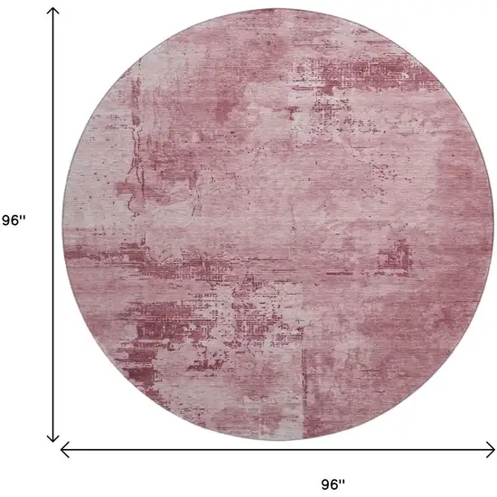 8' Blush And Mauve Abstract Washable Round Rug With UV Protection Photo 8