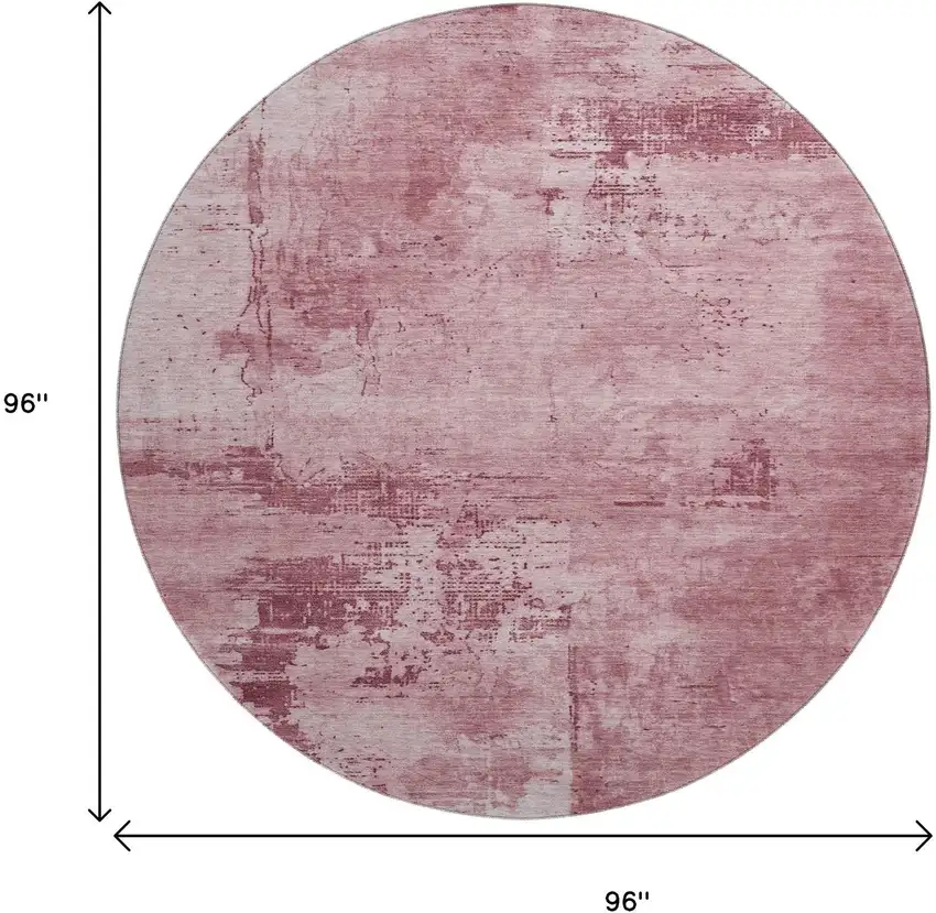 8' Blush And Mauve Abstract Washable Round Rug With UV Protection Photo 8