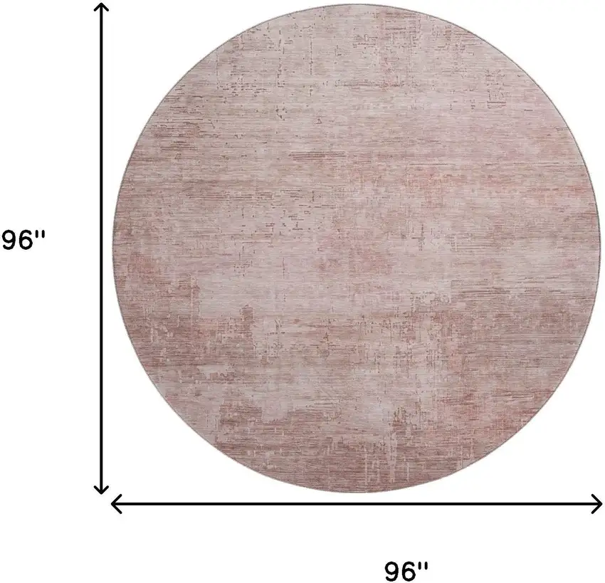 8' Blush And Mauve Abstract Washable Round Rug With UV Protection Photo 9
