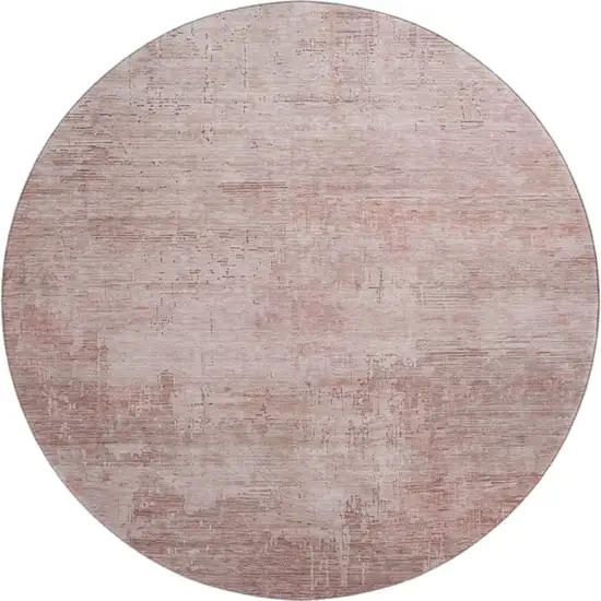 8' Blush And Mauve Abstract Washable Round Rug With UV Protection Photo 1