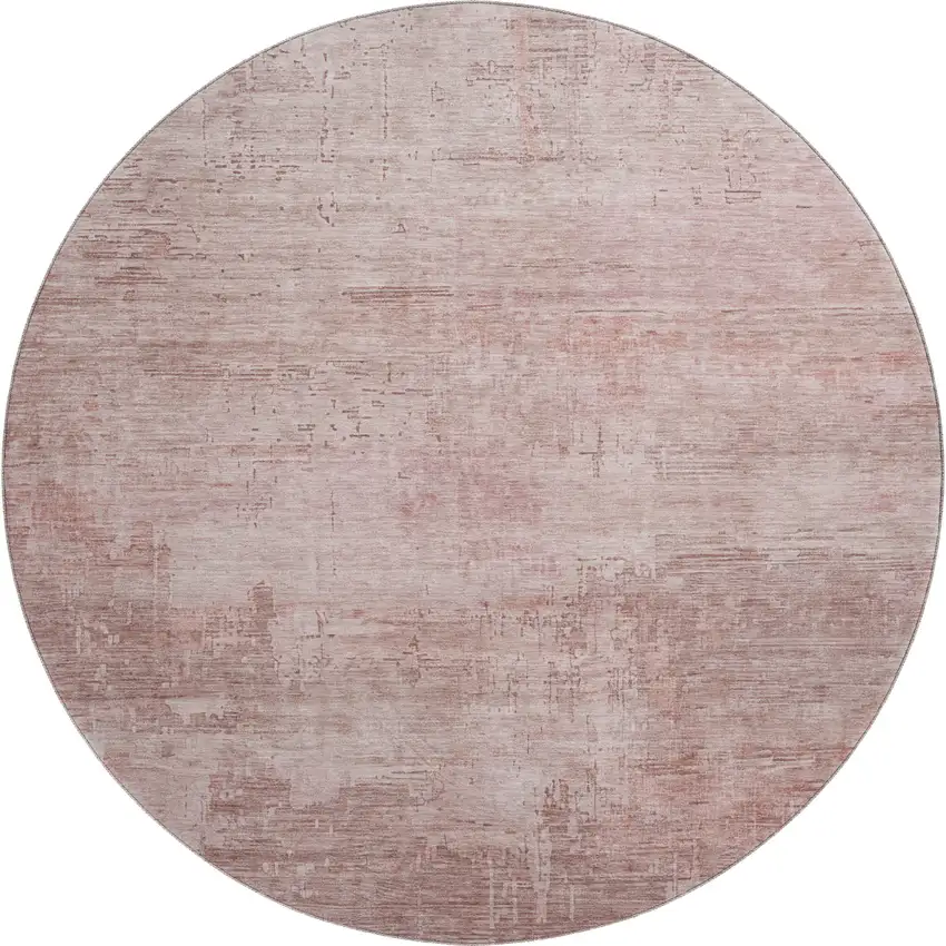 8' Blush And Mauve Abstract Washable Round Rug With UV Protection Photo 1