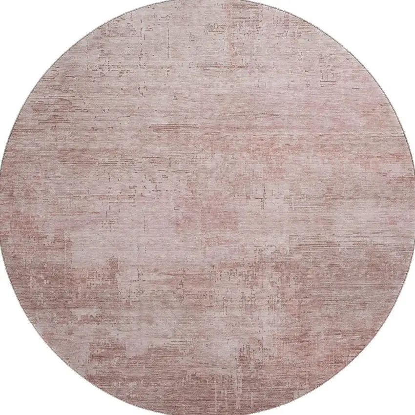 8' Blush And Mauve Abstract Washable Round Rug With UV Protection Photo 2