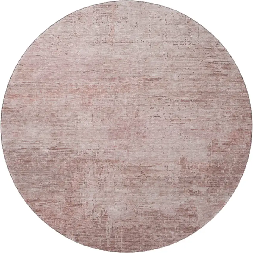 8' Blush And Mauve Abstract Washable Round Rug With UV Protection Photo 3