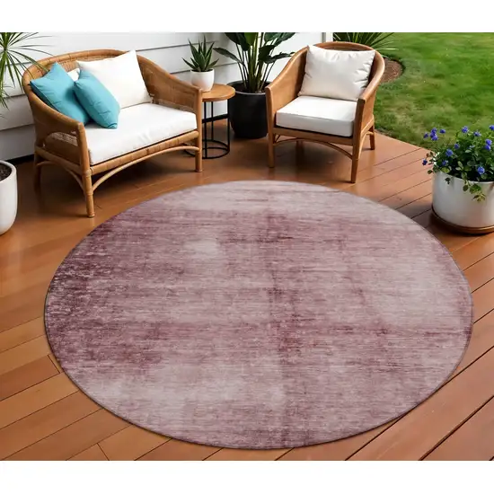 8' Blush And Mauve Round Abstract Washable Indoor Outdoor Area Rug Photo 2