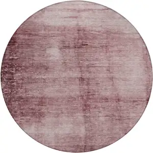 Photo of 8' Blush And Mauve Round Abstract Washable Indoor Outdoor Area Rug
