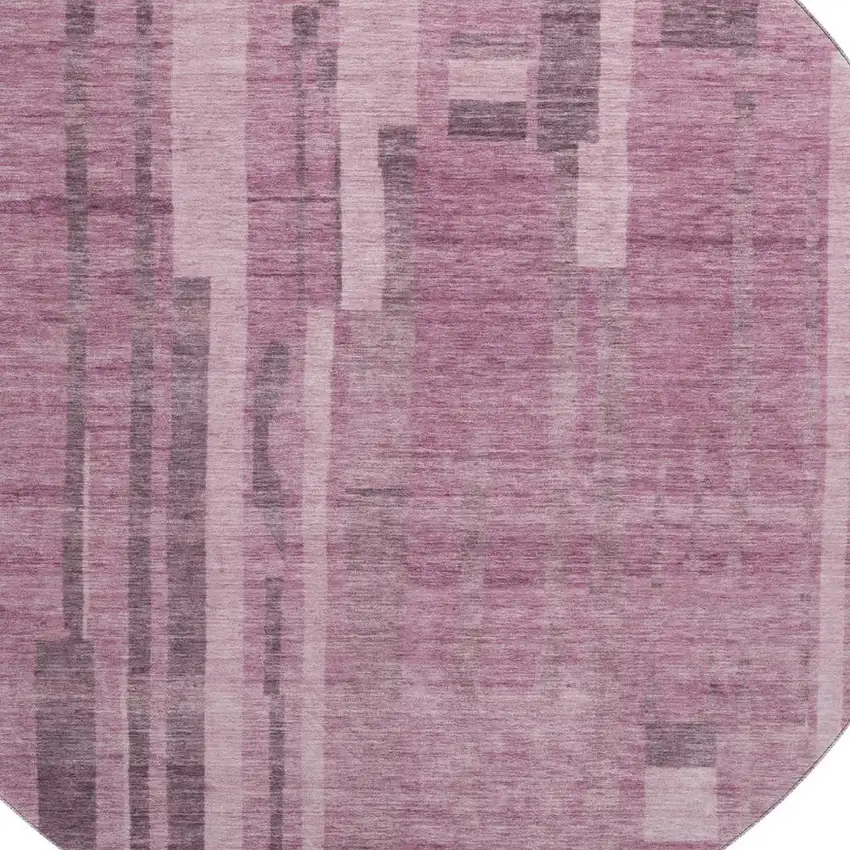 8' Blush And Mauve Striped Washable Round Rug With UV Protection Photo 2