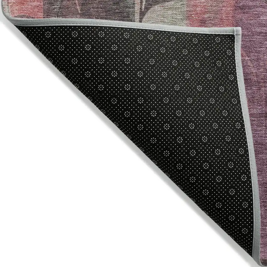 8' Blush And Pale Aqua Round Floral Washable Indoor Outdoor Area Rug Photo 5