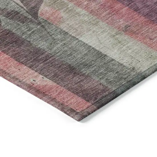 8' Blush And Pale Aqua Round Floral Washable Indoor Outdoor Area Rug Photo 8