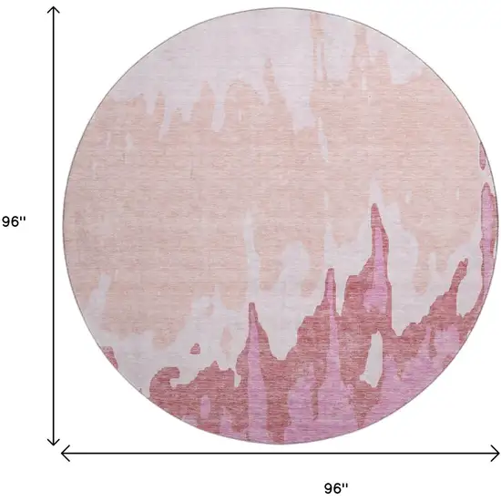 8' Blush And Pink Abstract Washable Round Rug With UV Protection Photo 8