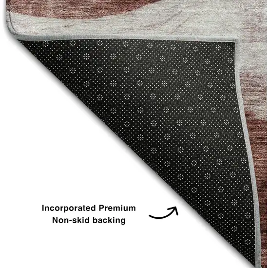 8' Blush And Pink Abstract Washable Round Rug With UV Protection Photo 5